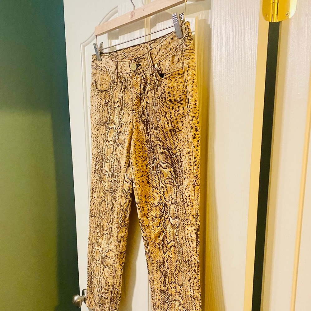 Euc Tory Burch Python Snakeskin Print Skinny Jeans - image 4